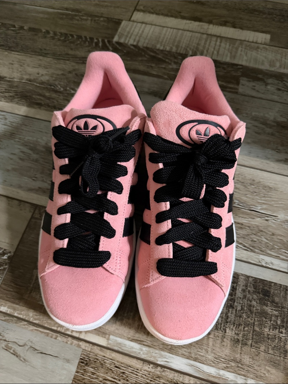 adidas Pink Suede Sneakers with Black Stripes